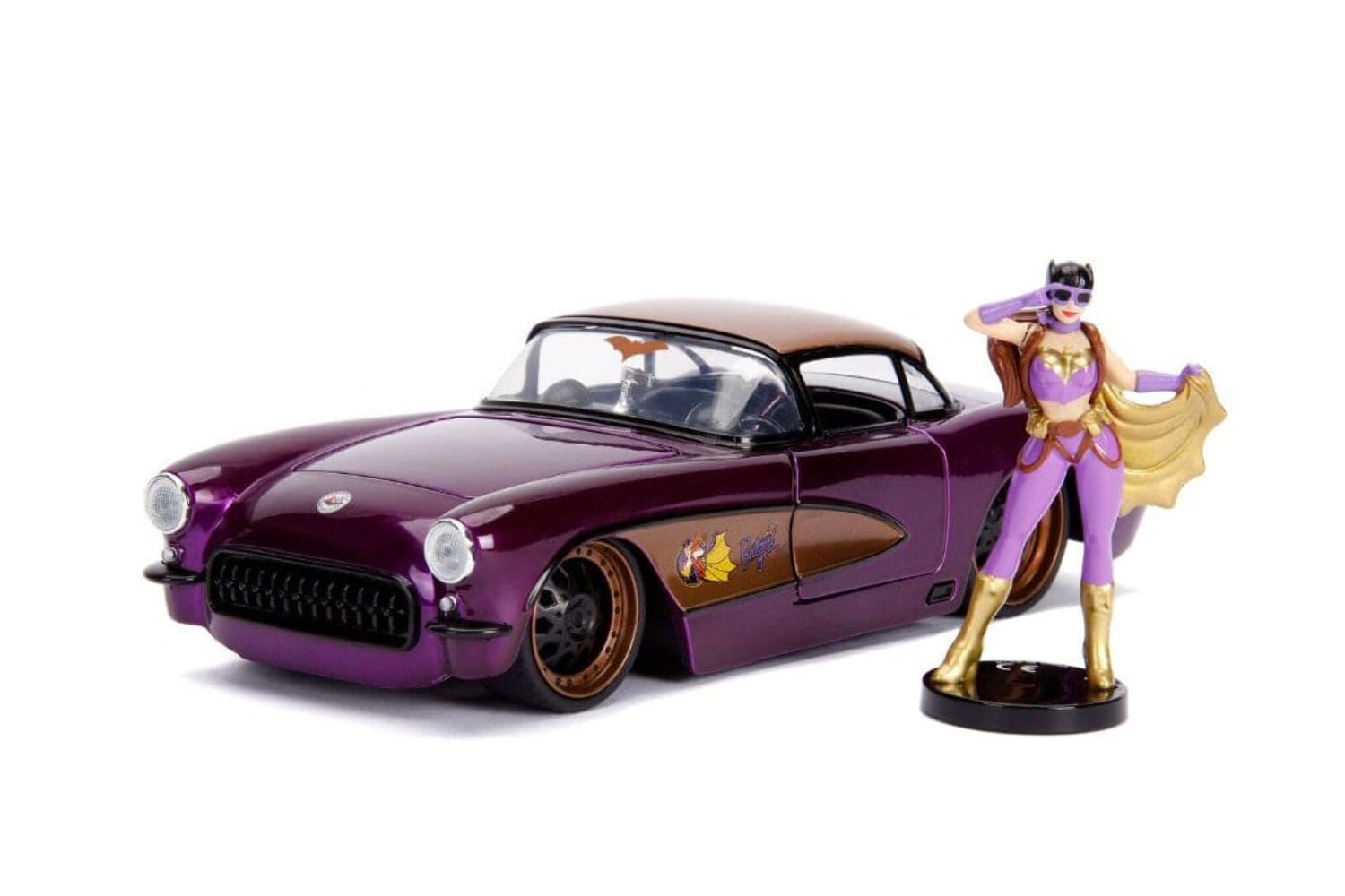 JadaDC Comics Bombshells Batgirl & 1957 Chevy Corvette Die-cast Car, 1:24 Scale Vehicle & 2.75-Inch Collectible Figurine 100% Metal