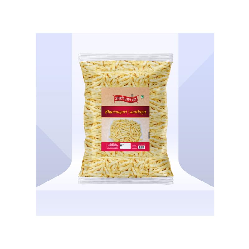 Image of OKHLI MUSAL BRAND Bhavnagri Gathiya-Fried Gram Flour Sticks, Carom Seeds | Malwa Suryapur Bhavnagari Gathiya Namkeen | Ganthiya Made in Groundnut Oil Festive Favourite Lite Savoury Snack-850g*3Pack