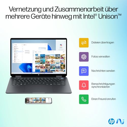 HP OmniBook Ultra Flip Next Gen AI Laptop | Intel Core Ultra 7 258V | dedizierte NPU für KI | 47 NPU Tops | Copilot+ PC | 14 2,8K OLED Touchscreen | 32GB | 2TB SSD | QWERTZ | Win11 | Eclipse Gray