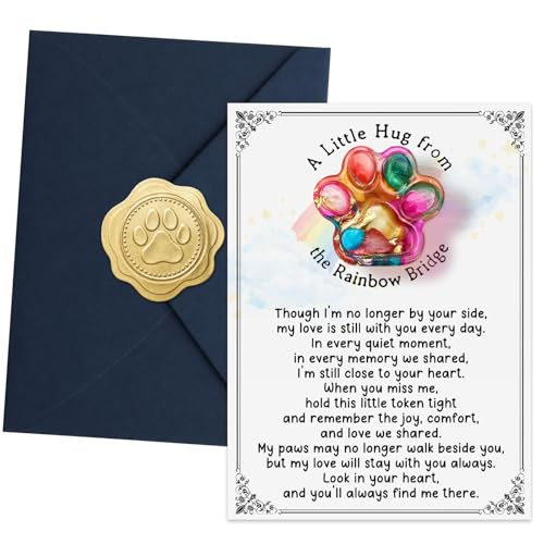 Dog Memorial Gifts for Loss of Dog or Cat, Rainbow Bridge Pocket Hug