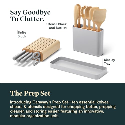 image for Caraway 14-Piece Kitchen Prep Set - Kitchen Knife Set & Wooden Utensil