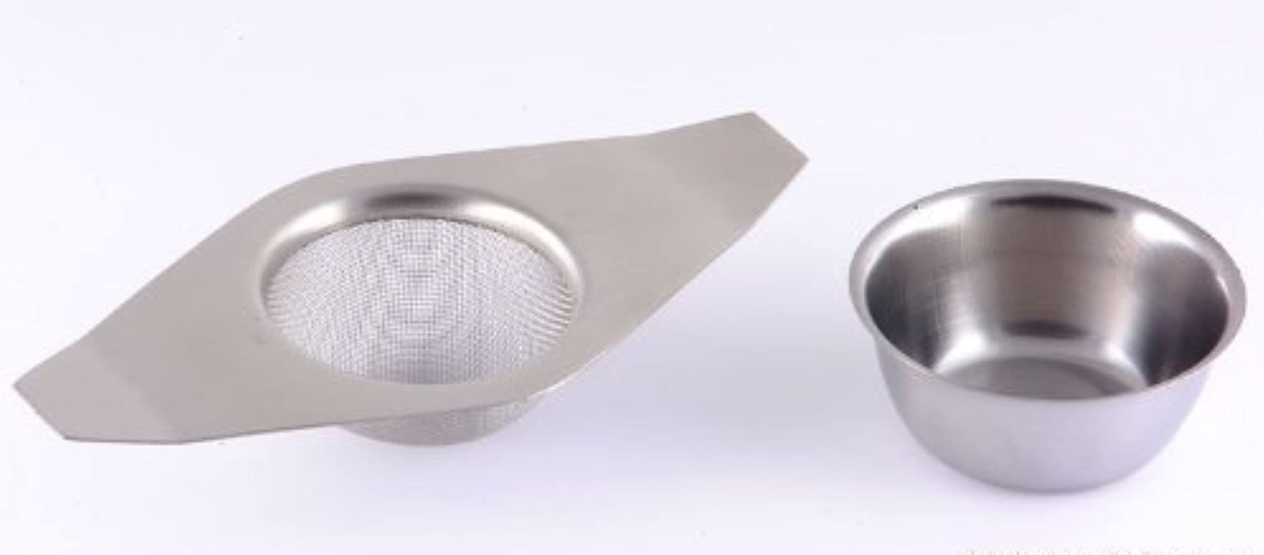 Kitchencookshop Stainless Steel Tea Strainer Double Handle 0520, 4.5 (Dia)x12.7 Centimeters L