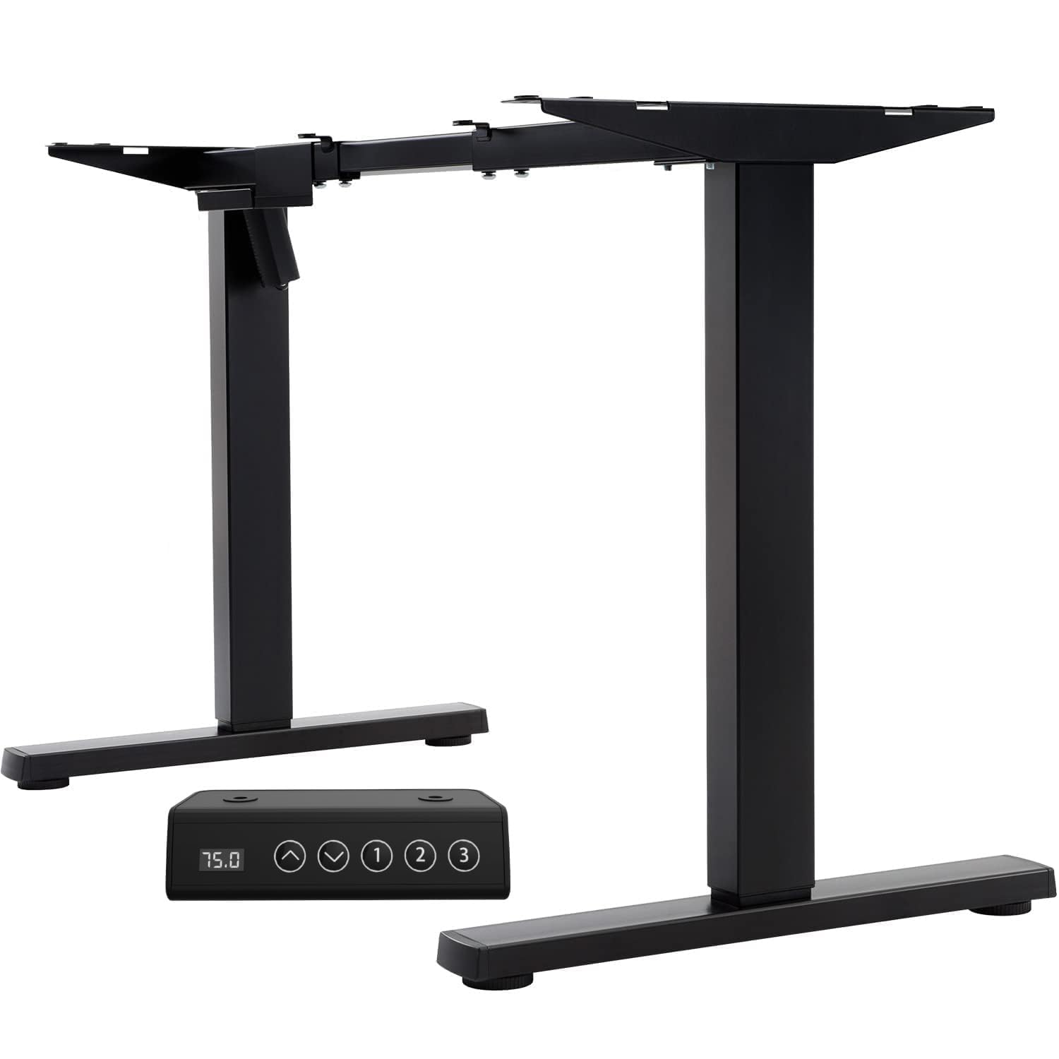 Flamaker Escritorio Eléctrico Regulable en Altura, Tamaño de Las Patas: 80 x 50 cm, Telescópico de 2 Niveles, con Protección Antichoque(Negro)