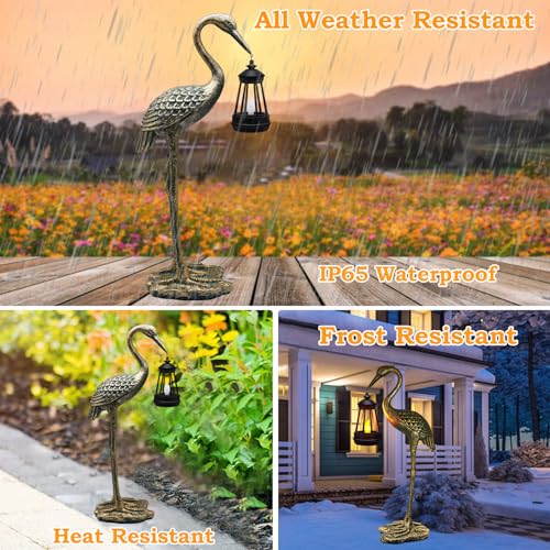 Stadeco Solar Garden Statue Crane Figurine, Outdoor Hanging Solar Lanterns thumb #6