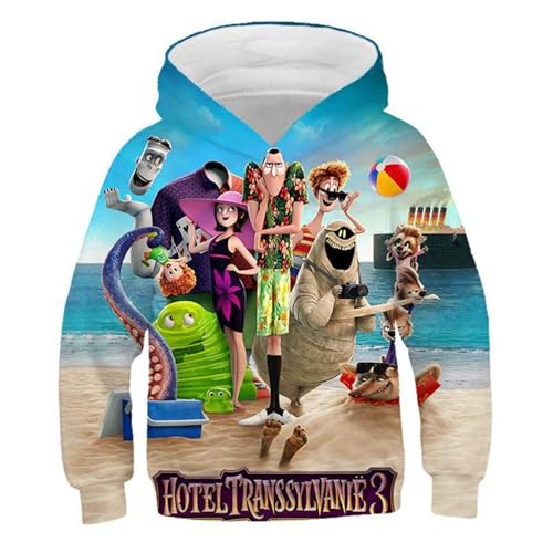 Youth Long Sleeve Comfy Sweatshirt Cartoon Hooded Tops with Drawstring,3D Printed Hoodies for Kids(2-14Y)