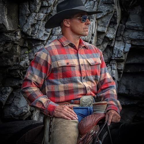 Dubinik® 13oz Ultra Heavyweight Flannel Shirt for Men Long Sleeve Mens Plaid Button Down Shirts Vintage 100% Cotton3