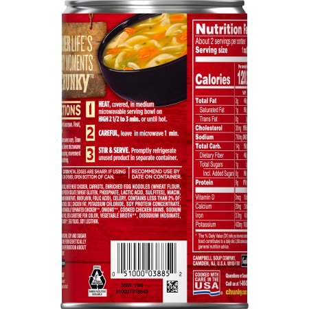 Miniatura 5 de Campbell's Chunky Soup, fideos clásicos de pollo, 18.6 onzas (2 latas)