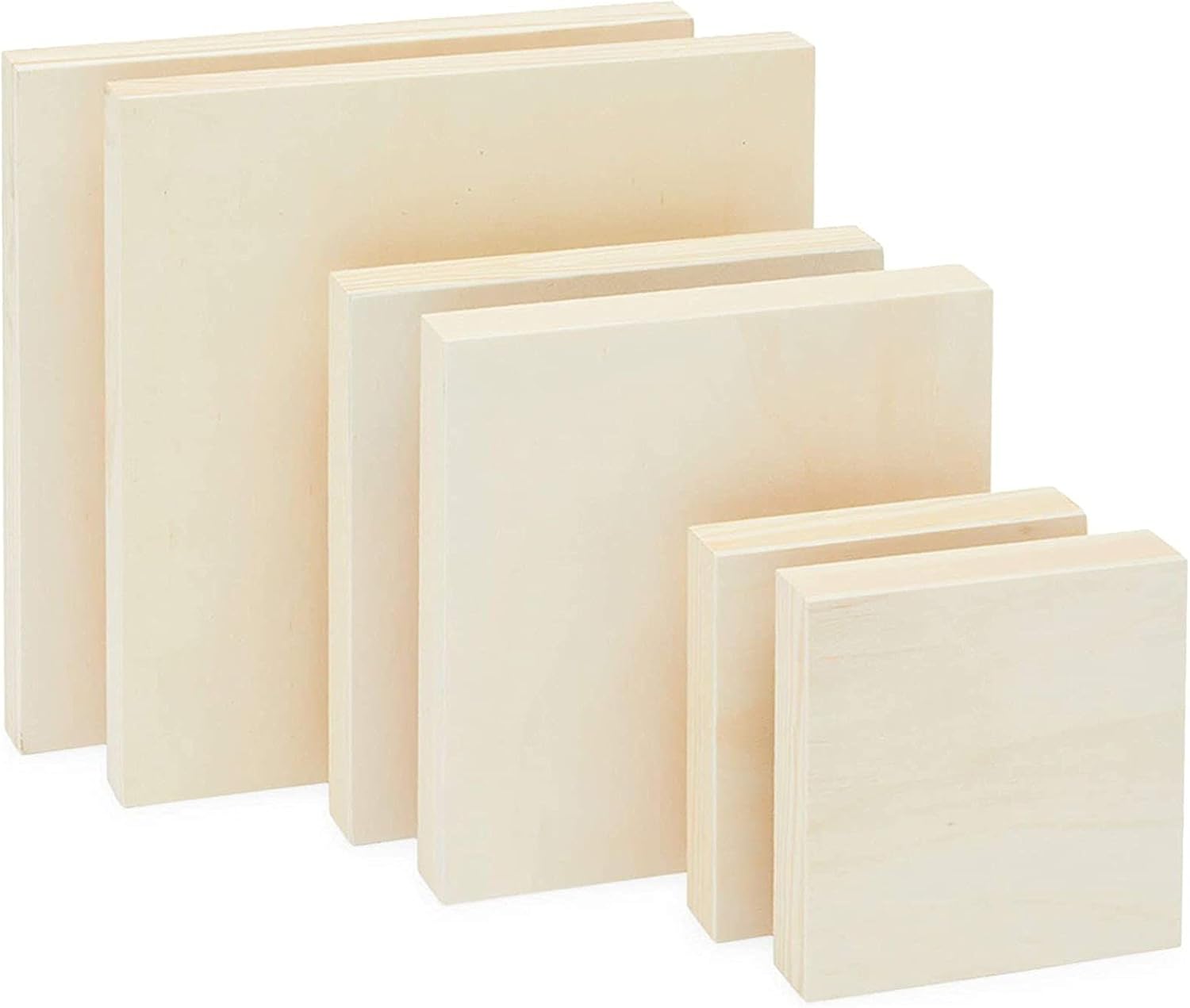 Bright Creations Unfinished Wood Canvas Boards for Crafts and Painting (3 Sizes, 6 Pack)