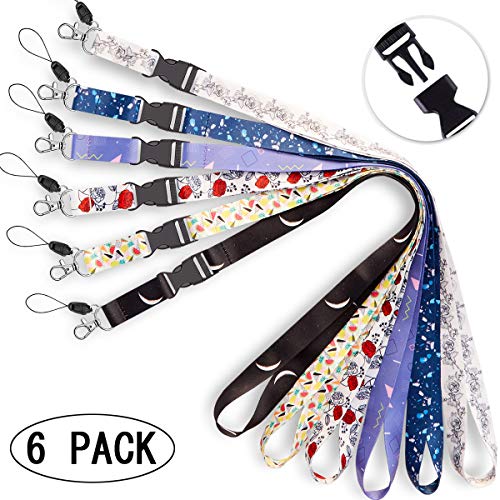 6 Pack Lanyard White Black Lanyards with id Badges Holder Rose Neck Office Cruise Lanyard for Keys Women Men id Lanyard Card Holder Waterproof