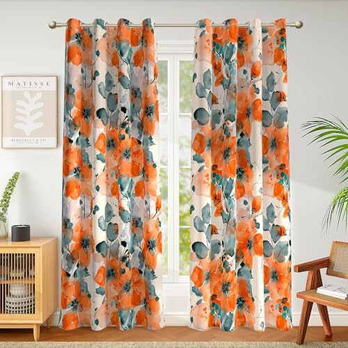 weesire Floral Blackout Curtains for Bedroom Living Room 2 Panels