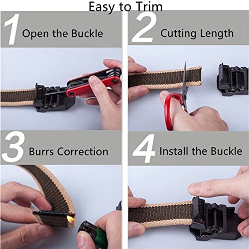 Belts Men Women, Nylon Canvas Tactical Military Quick Release Metal Free Buckle Belt, 2 Pack3