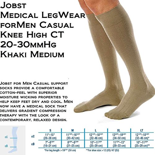 Image of JOBST forMen Casual 20-30 mmHg Knee High Compression Socks, Khaki, Medium