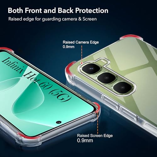 Image of Jkobi Shockproof Crystal-Clear Back Cover for Infinix Hot 60 5G (Anti Yellow Case | Drop & Camera Protection | Hard Polycarbonate)