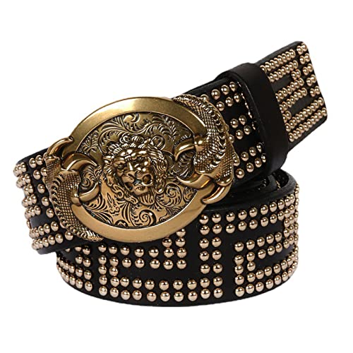 Ceinture cloutée rock en cuir véritable ajustable pour éviter l'usure des passants