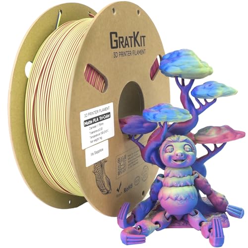 Image of Gratkit Matte Tri-Color PLA Filament, High Speed PLA 1KG,Iris Sapphire