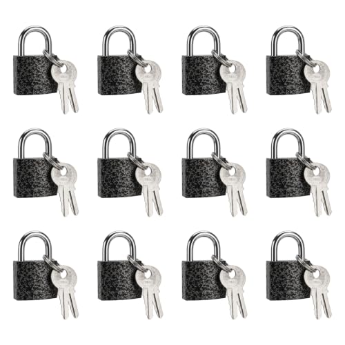 Image of 12 Pcs Mini Suitcase Locks with Different Keys Small Keyed Padlocks(Black) | Toolbox Backpack Boxes Travel Bags Locker Locks