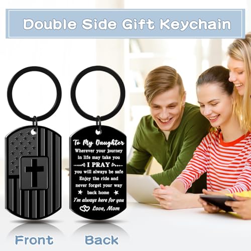 Image of Gifts for Daughter from Mom, Teen Girl Gift Keychain, Remember I Love You Keychain for Birthday Christmas Valentines Day Graduation Inspirational