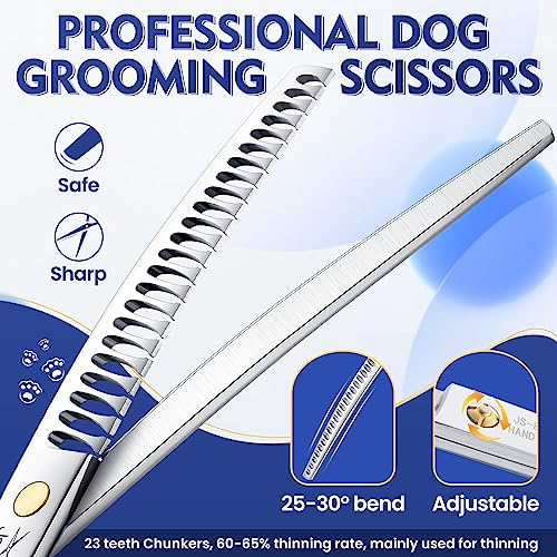 JASON 8 Inch Curved Chunker Scissors for Dog 23 Teeth Professional Downward Curved Chunker Shears Japanese 440C Stainless Steel Dog Grooming Scissor with Symmetrical Handle - Image 2