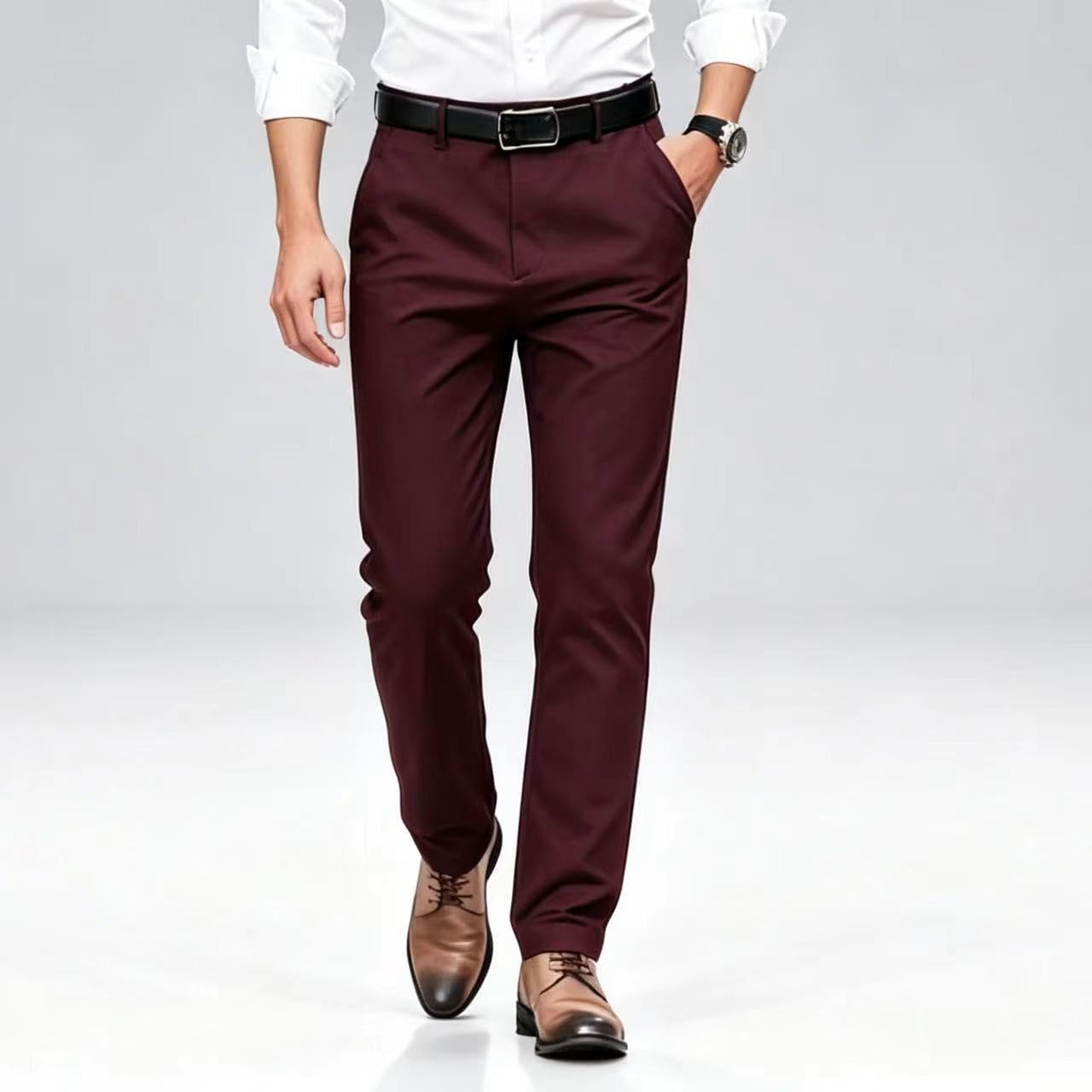 Men's Formal Dress Pants, Regular Fit Suit Trousers for Wedding & Formal Occasions, Classic Solid Color