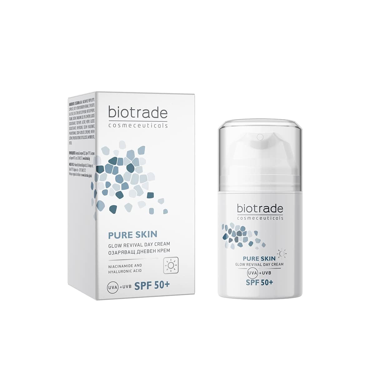 BIOTRADEPure Skin Glow Revival Day Cream with SPF 50+ Sun Protection – Anti-Aging Face Cream with Niacinamide & Hyaluronic Acid for Deep Hydration – 50 mL