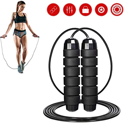 kexin lin Corde à Sauter,Professionnelle pour Le Fitness,l'endurance et la Perte de Poids,Corde à Vitesse réglable idéale pour Les Sports Professionnels,la Boxe (Noir)