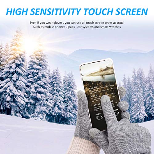 Dames winterhandschoenen 2 paar vrouwen warm touchscreen katoen kort gebreide wanten voor typen rijden zwart + grijs - Image 3