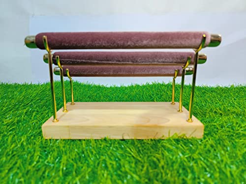 Image of Wooden Bangle Stand Gold Metal Chrome Finished Wooden Jewellery Display Stand