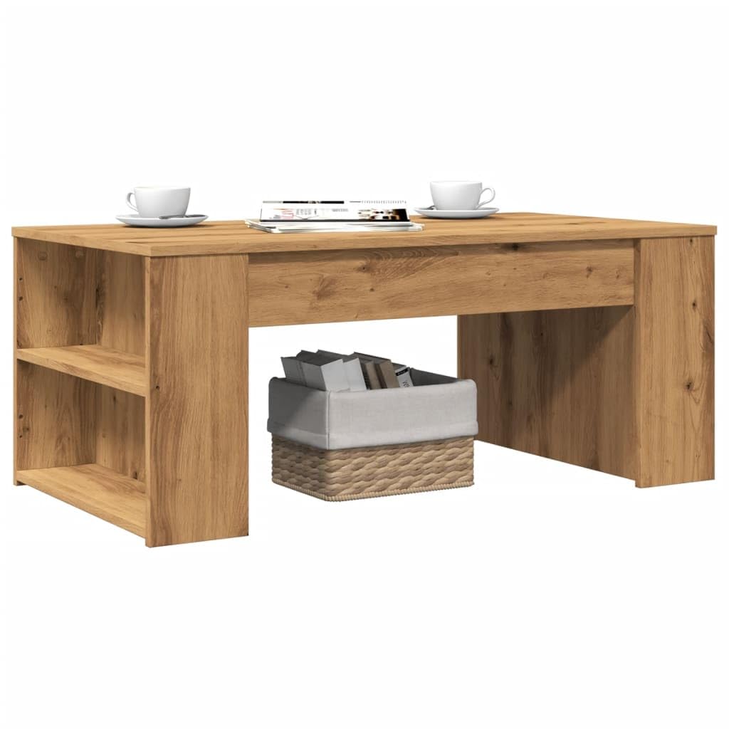 SXZenSpace Coffee Table 102x55x42 cm Artisan Oak Engineered Wood Side with Storage Shelf Modern Living Room Centre Tea for Sofa Corner