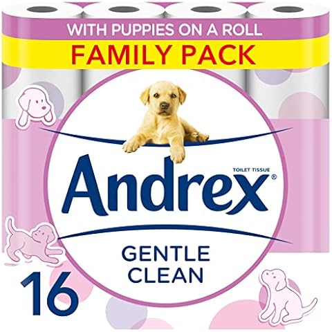 Andrex Gentle Clean Toilet Rolls , Toilet Roll Pack - Bulk Buy Toilet Paper - Gentle and Soft on Your Family's Skin - Dermatologically Tested, 16 Count ( Pack of 1) Cover