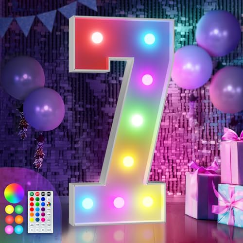 Image of Imprsv Colorful 3FT Marquee Numbers 7, 18 Colors Large Light up Numbers