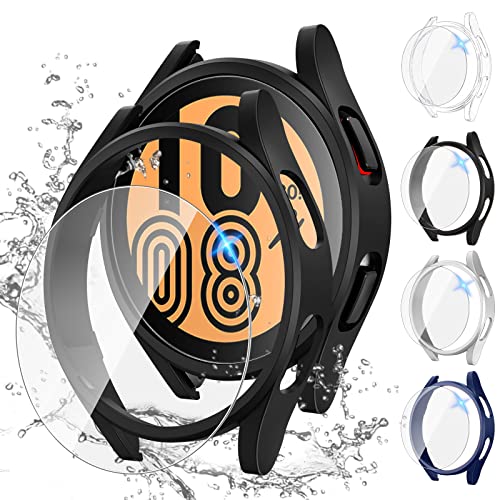 Image of Tensea [4+4Pack for Samsung Galaxy Watch FE 2024 /5 2022 /4 2021 Screen Protector Case 40mm Accessories, Hard PC Bumper /HD Anti-Fog Tempered Glass Protective Film, Face Cover Set