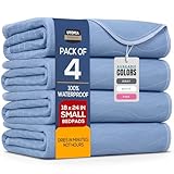 Utopia Bedding Washable Underpads 18' x 24' (Pack of 4), Waterproof Reusable Heavy Absorbency Incontinence Bed Pads for Adults, Kids, Elderly and Pets, Bedwetting Pads for Sofa and Couch (Blue)