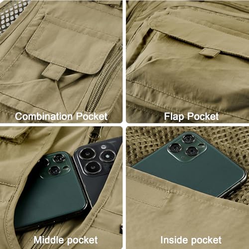 Mens Outdoor Vest Breathable Quick-Dry Fishing Vest Work Camping Hiking Utility with 14-Pocket2