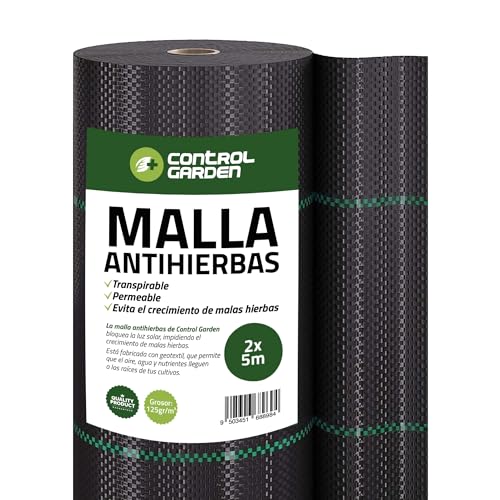 Control Garden Malla Antihierbas 2 x 5 m Groso 125gr | Malla Anti Malas Hierbas y Maleza para Jardín, Huerto, Cesped | Tela Antigerminante Transpirable, Permeable y Resistente