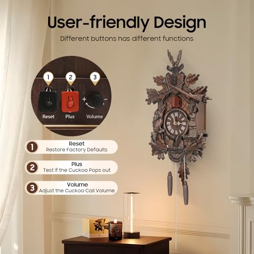 Reloj de pared cucú estilo chalet tradicional madera marrón miniatura 4