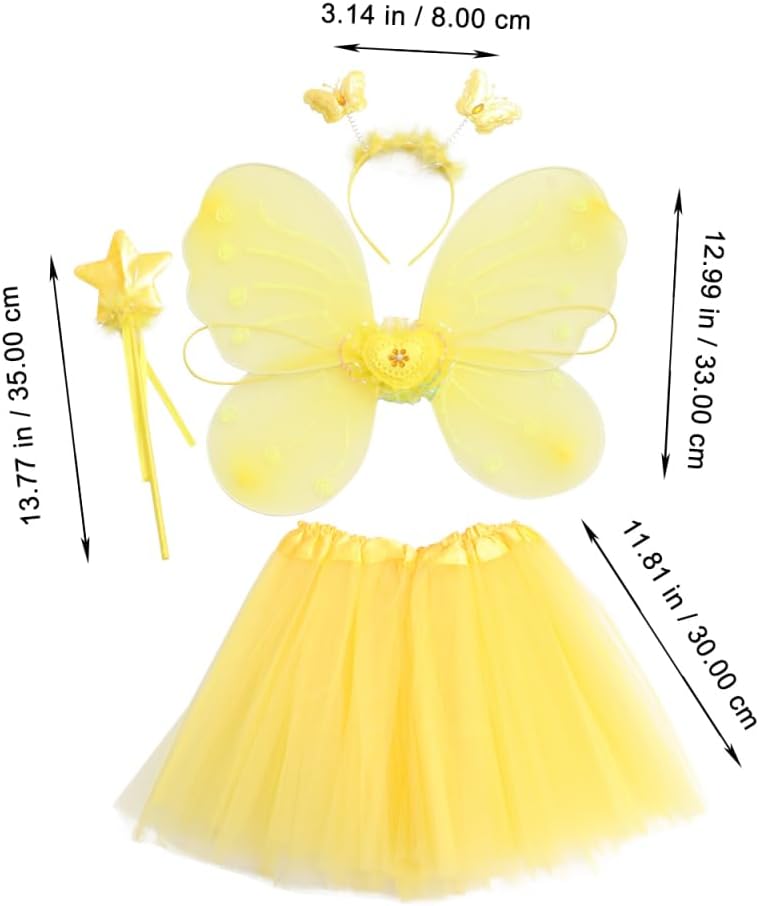 PRETYZOOM Butterfly Wings Set with Fairy Gauze Skirt Flared Tutu Dress up Accessory for Girls Dance Performance Party Costume - Image 4