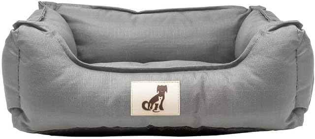 AllPetSolutions Waterproof Dog Bed Small - Removable Machine Washable Hardwearing Basket Scratch Proof Oxford Fabric - Water Resistant Comfy Bed for Home or Dog Crate - Grey 61x48x18cm