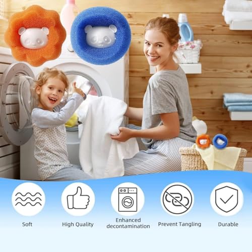 4 Pack Pet Hair Remover for Laundry, Laundry Balls Hair Catcher Washing Machine Lint Remover Reusable - Pet Fur Laundry Catcher Hair Remover for Laundry Clothes Bedding - Image 3