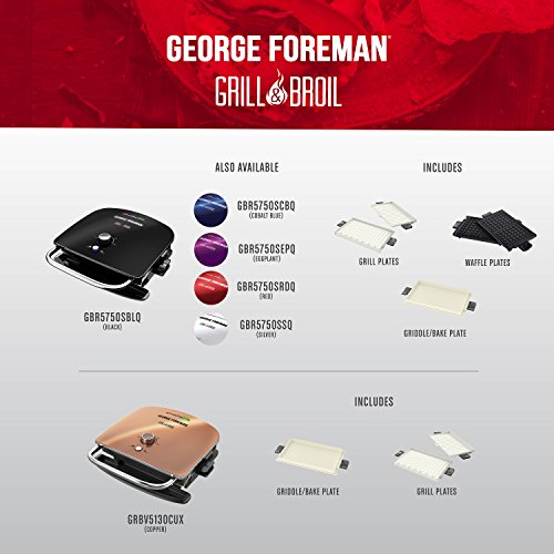 George Foreman GBR5750SBLQ Grill & Broil 7-in-1 Electric Indoor Grill, Broiler, Panini Press, and Waffle Maker, Black, ONE SIZE - Thumbnail 7