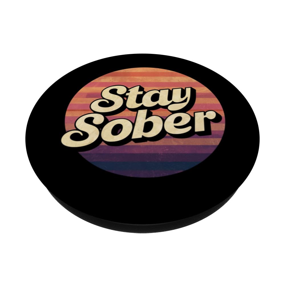 Stay Sober Sobriety Token Staying Sober Inspirational PopSockets Swappable PopGrip, Black - Image 2