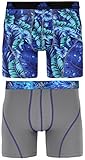 adidas Men's Sport Performance Climalite Boxer Brief Underwear (2 Pack), Jungle Bold Blue/Grey, Large/Waist Size 36-38
