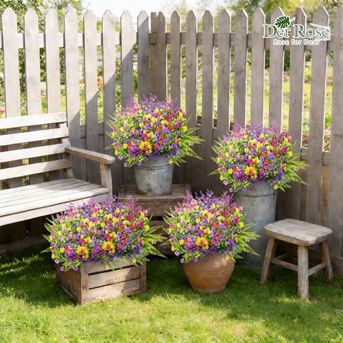 Der Rose 24 Bundles UV Resistant Fake Flowers Artificial Flowers for Outdoors for Garden Patio Porch Window Box Decor image 2
