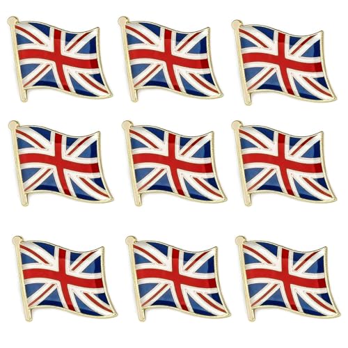 Juego de 9 insignias de bandera de Reino Unido - Recuerdo de la bandera patriótica de la Unión Juego de 9 insignias de bandera de Reino Unido - Recuerdo de la bandera patriótica de la Unión