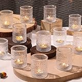30 Pcs Clear Votive Candle Holders, Votive Candle Holders with Polka Dot Embossed for Table Centerpiece, Tealight Candle Holder for Weddings, Home Decor, Baby Shower, Special Occasions