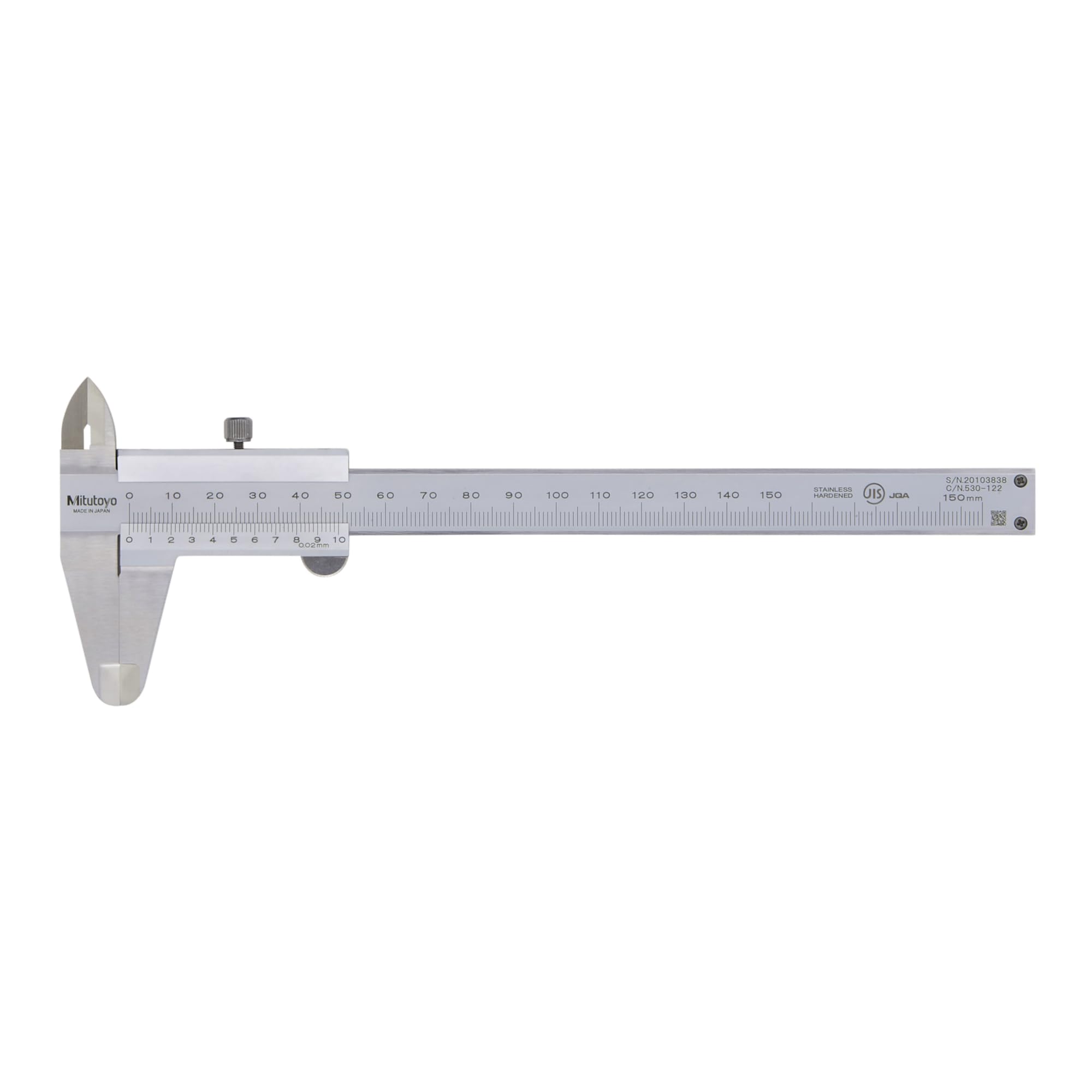 Mitutoyo 530-122 Vernier Caliper, Stainless Steel, 0-150mm R