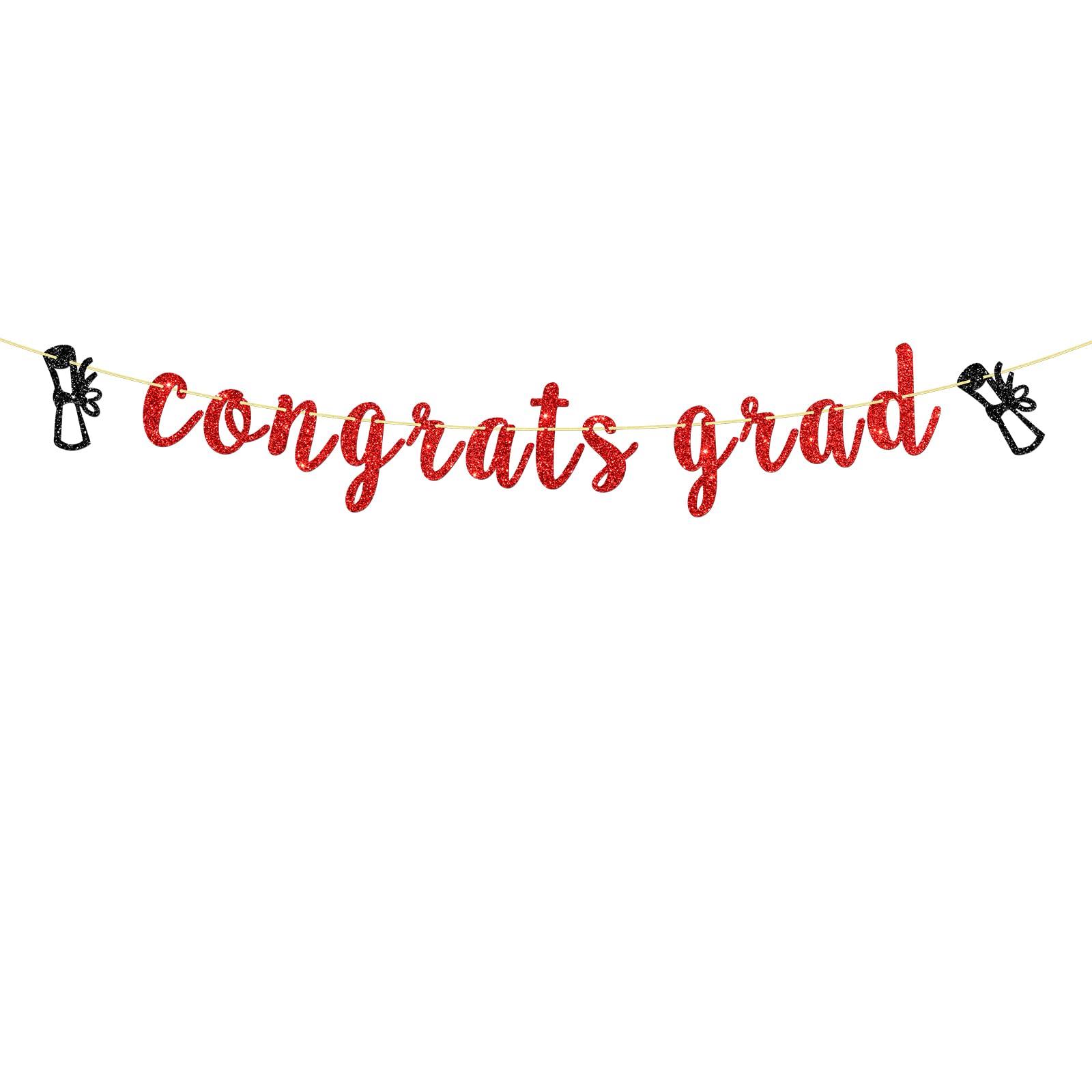 Congrats Grad Banner Congratulations Graduated Party Banner High School College Graduation Party Decorations Red Glitter