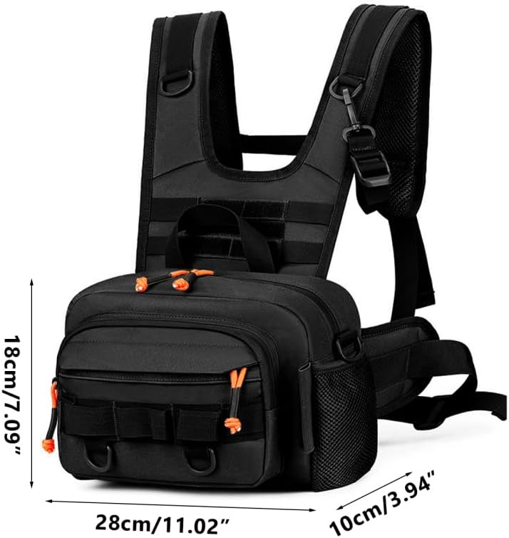 MiOYOOW Fishing Chest Pack, Waterproof Fly Fish Bag with Reflective Design for Men Women Outdoor Hunting Hiking