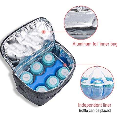 image for Lekebaby Breast Milk Cooler Bag with Contoured Ice Pack Fits 6 Breastm