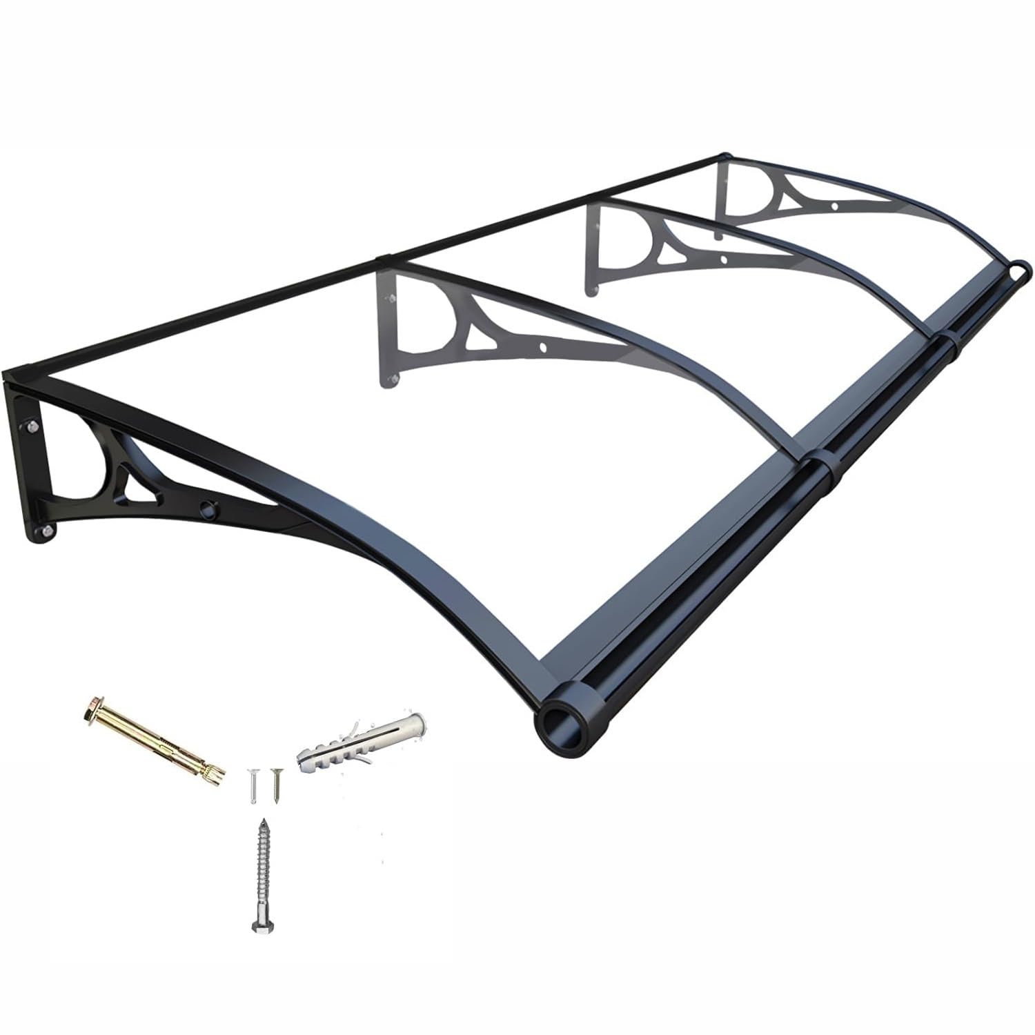 GDMDPTE Transparent Door Awning Canopy - UV & Rain Protection for Entrance, Porch, Patio, Deck - Exterior Shelter with Drainage, 100x150cm (39x59in)