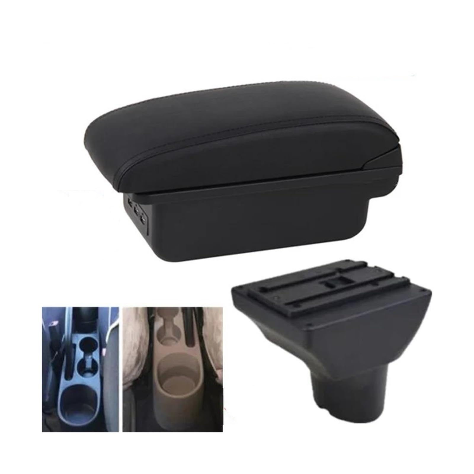 RESPUNEKBAH For Hyundai I20 2010 09-18 Car Armrest Center Storage Box Interior Car Accessories Armrest Box(B2 black line 3USB)